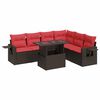 vidaXL Set Divani da Giardino 7pz con Cuscini Marrone Polyrattan Acacia