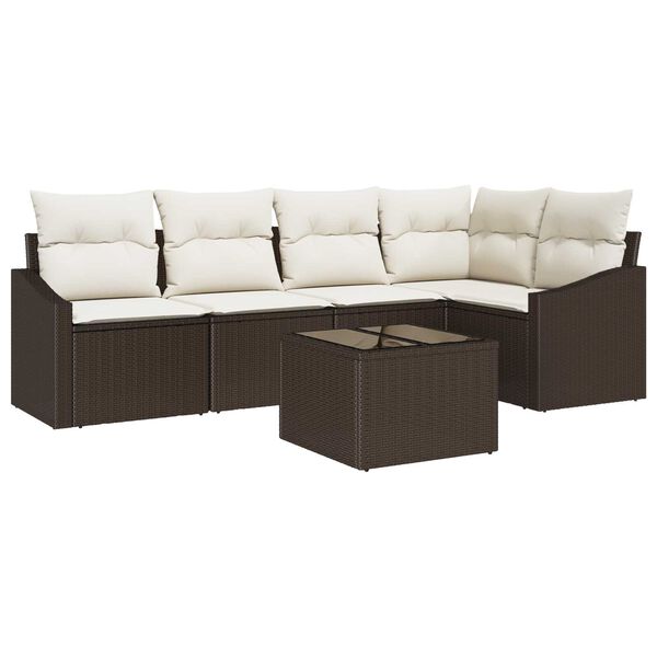 vidaXL Set di divani con cuscino 6 pcs Marrone e Crema polyrattan