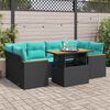 vidaXL Set Divani da Giardino con Cuscini 7pz Nero Polyrattan