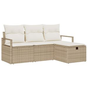 vidaXL Set di divani con cuscino 4 pcs Beige e Crema polyrattan