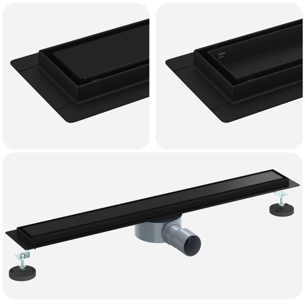 vidaXL Scarico doccia 2-in-1 con sifone a 360&deg; Nero 70 cm