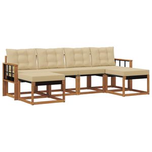 vidaXL Set di divani da esterno 6 pz Naturale e Beige