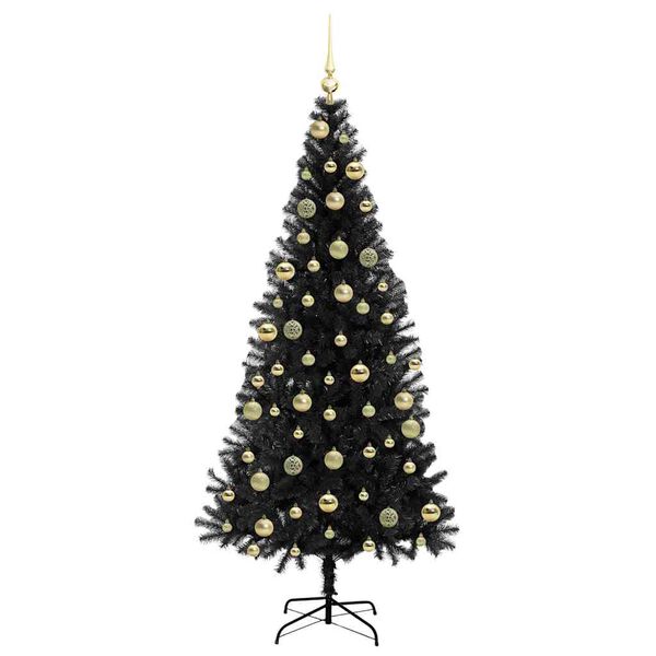 vidaXL Albero di Natale con 300 LED con supporto Nero 210 cm PVC