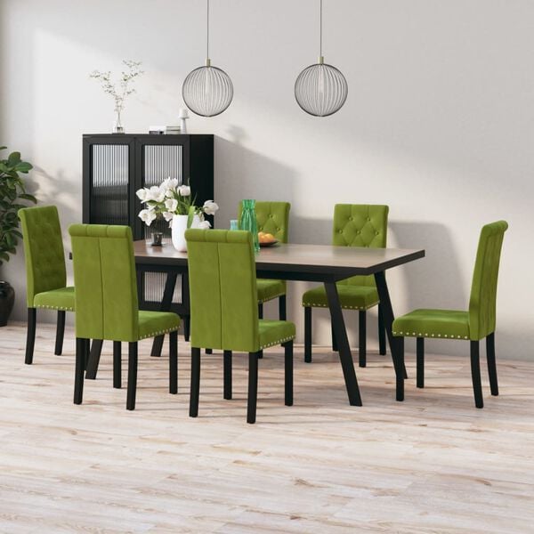 vidaXL Sedie da Pranzo 6pz Verde Chiaro in Velluto