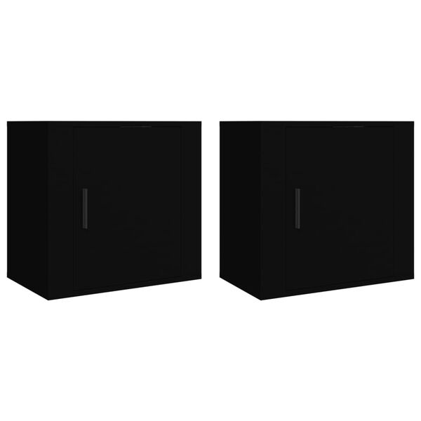 vidaXL Comodini a Muro 2 pz Nero 50x30x47 cm