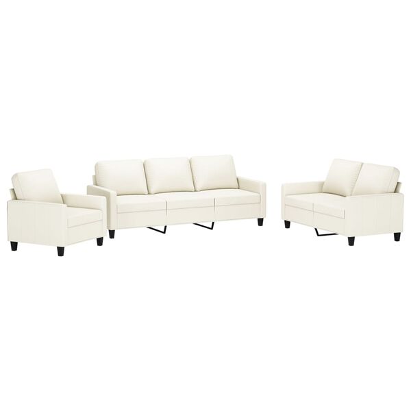 vidaXL Set di Divani 3 pz con Cuscini crema in Similpelle