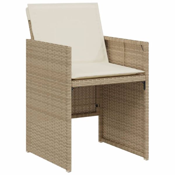 vidaXL Set da Bistr&ograve; 3 pz con Cuscini Beige in Polyrattan