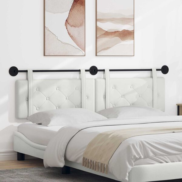 vidaXL Testata appesa Bianco 190 x 55 x 5 cm Pelle Sintetica
