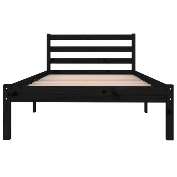 vidaXL Telaio Letto in Legno Massello di Pino 90x200 cm Nero
