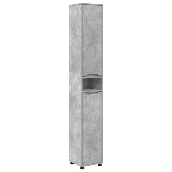 vidaXL Mobile da Bagno con porta Grigio cemento 30,5 x 30 x 195 cm