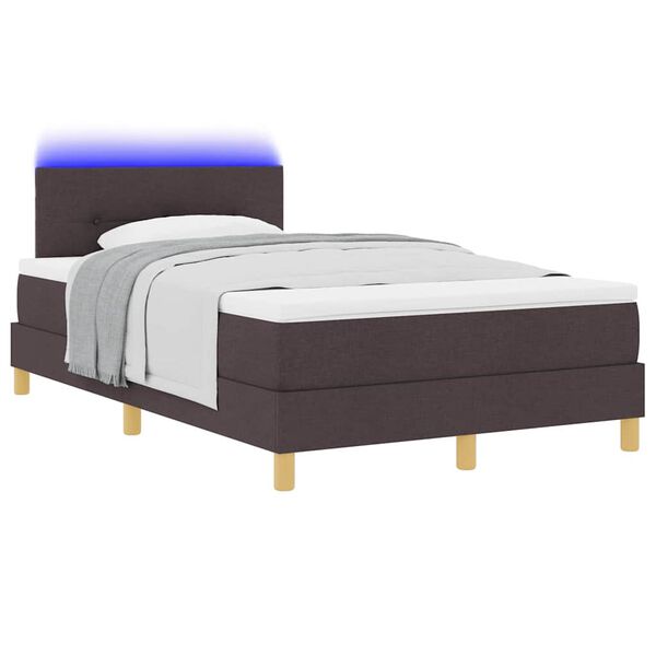 vidaXL Letto a Sorgente LED con led Marrone Scuro 120 x 190 cm Tessuto