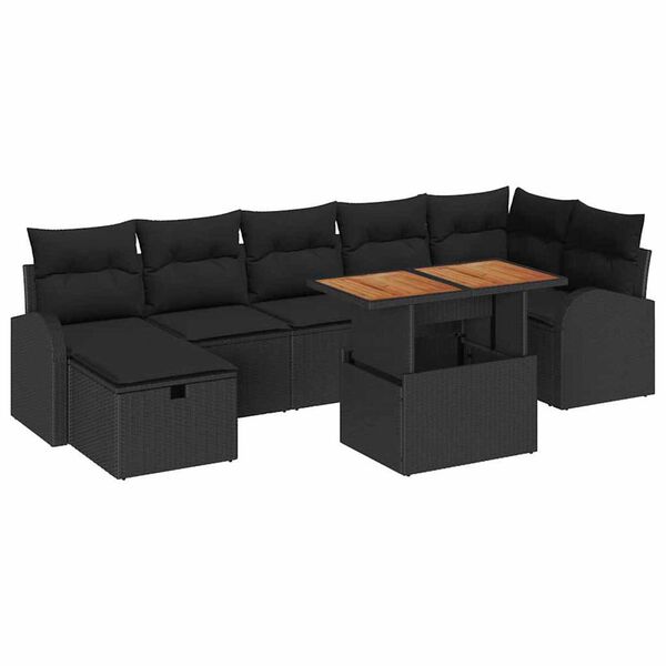 vidaXL Set Divano da Giardino 8 pcs Nero polyrattan