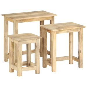 vidaXL Tavolini Impilabili 3 pz in Legno Massello di Mango