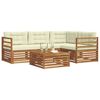 vidaXL Set di divani da esterno con cuscino 5 pcs Naturale e Crema
