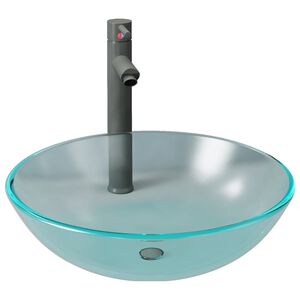 vidaXL Lavandino con Rubinetto e Piletta in Vetro Temperato Satinato