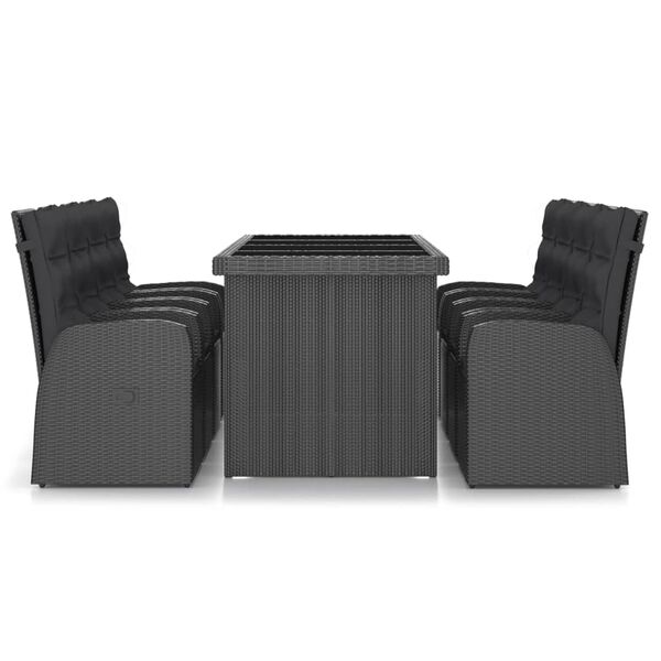 vidaXL Set da Pranzo da Giardino 9 pz con Cuscini in Polyrattan Nero