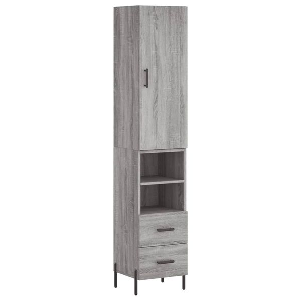 vidaXL Credenza Grigio Sonoma 34,5x34x180 cm in Legno Multistrato