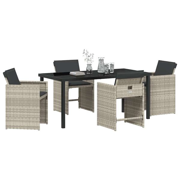 vidaXL Set da Pranzo per Giardino 5 pcs Grigio chiaro polyrattan