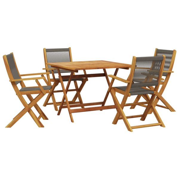 vidaXL Set da Pranzo da Giardino 5 pz Polipropilene e Legno Massello