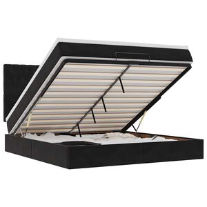 vidaXL Struttura Letto Pouf con Materassi Nero 180x200 cm in Velluto