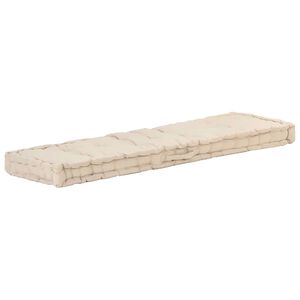 vidaXL Cuscino per Pallet e Pavimento in Cotone 120x40x7 cm Beige