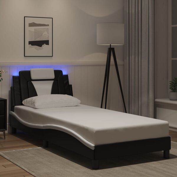 vidaXL Giroletto Viana con LED senza Materasso Nero e Bianco 90x190 cm
