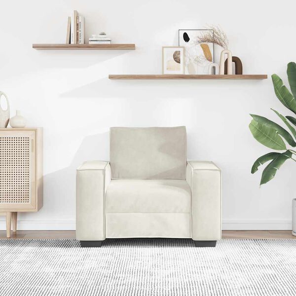 vidaXL Divano Sedia Crema 100x78x84 cm Velluto