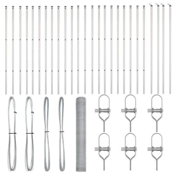 vidaXL Palo della recinzione Argento 50 x 1,4 m (maglia 13 mm) Acciaio