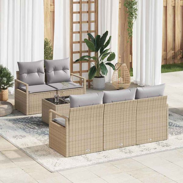 vidaXL Set di divani 6 pcs Beige e grigio polyrattan