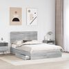 vidaXL Letto con Contenitore con testiera Grigio Sonoma 140 x 200 cm