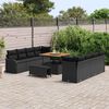 vidaXL Set Divano da Giardino 11 pcs Nero polyrattan