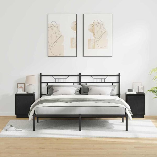 vidaXL Armadio da Notte 2 pcs Rovere Nero 39 x 34,5 x 50 cm