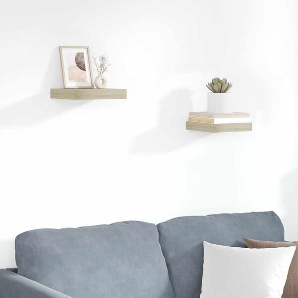 vidaXL Scaffali a Parete 2 pz Rovere 23x23,5x3,8 cm in MDF