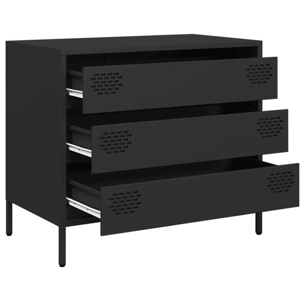 vidaXL Credenza Nera 68x39x58,5 cm in Acciaio Laminato a Freddo