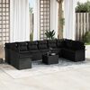 vidaXL Set Divano da Giardino con cuscino 11 pcs Nero Poly Rattan