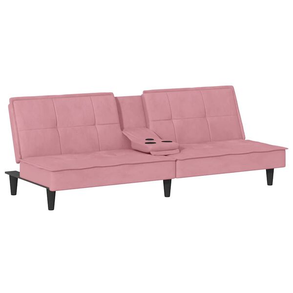 vidaXL Divano Letto con Portabicchieri in Velluto Rosa