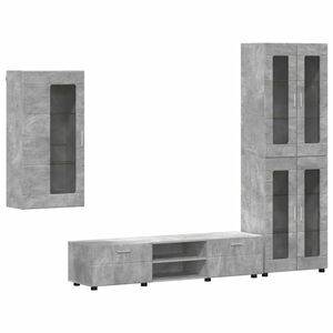 vidaXL Set mobile TV FLORIN 3 pz Grigio cemento Legno ingegnerizzato