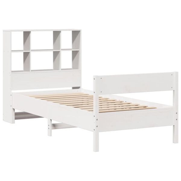 vidaXL Letto Libreria senza Materasso Bianco 90x190 cm Massello Pino