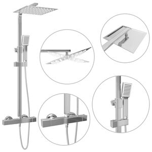 vidaXL Set per Doccia a Doppio Soffione con Termostato Acciaio Inox