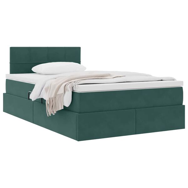 vidaXL Letto con Contenitore Verde Scuro 120 x 200 cm Velluto