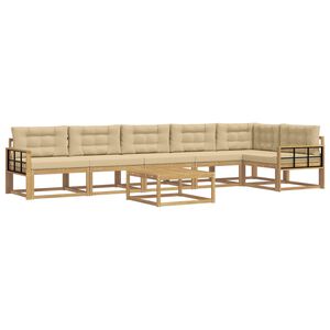 vidaXL Set di divani da esterno 7 pcs Bianco e Beige 79 x 79 x 37 cm