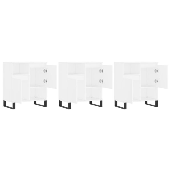 vidaXL Credenze 3 pz Bianco in Legno Multistrato
