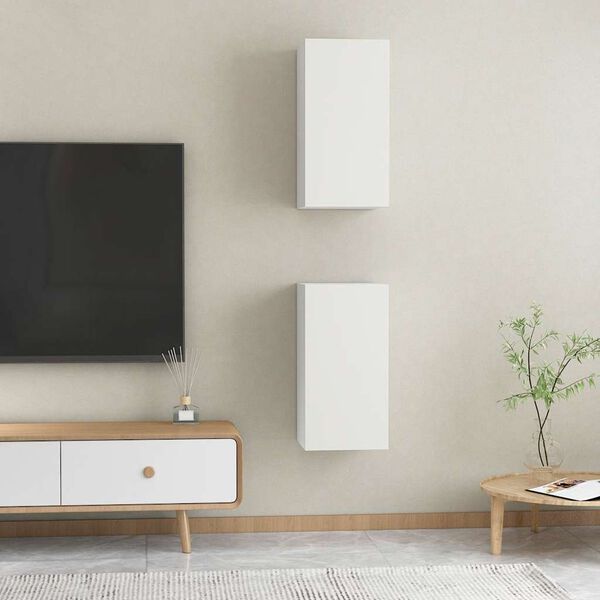 vidaXL Mobili TV Bianchi 2 pz 30,5x30x60 cm in Legno Multistrato