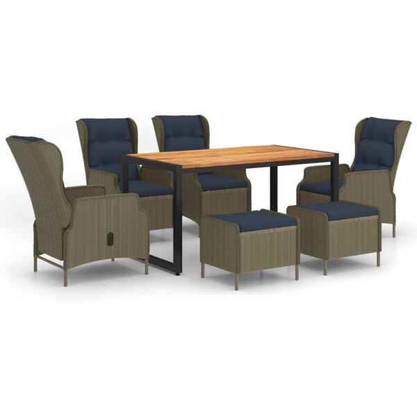vidaXL Set Mobili da Pranzo per Giardino 7 pz Marrone