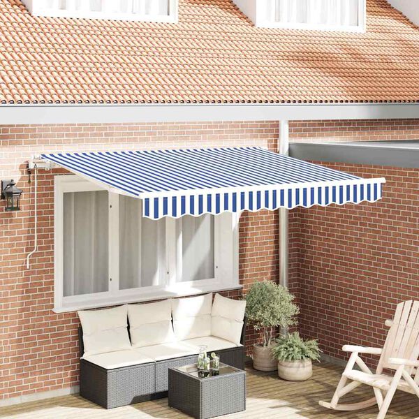 vidaXL Tenda Retrattile Blu e Bianco 250 x 200 cm