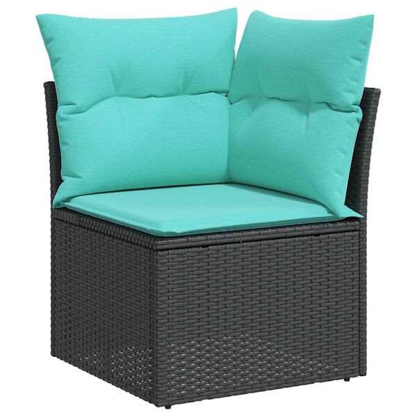vidaXL Set Divani da Giardino con Cuscini 7pz Nero Polyrattan