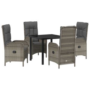vidaXL Set da Pranzo per Giardino con cuscino 5 pcs Grigio polyrattan