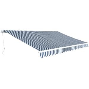 vidaXL Tenda da Sole Manuale Pieghevole 500 cm Blu e Bianco