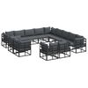 vidaXL Set Divano da Giardino con cuscino 13 pcs Nero Alluminio