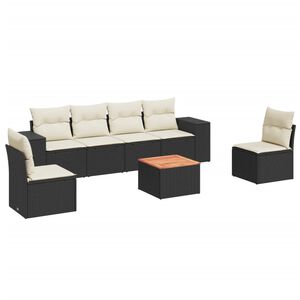 vidaXL Set Divani da Giardino con Cuscini 7pz Nero Polyrattan